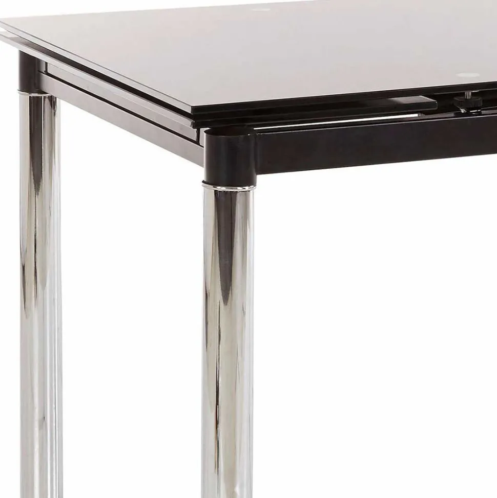 Großer Ausziehtisch aus Schwarzglas & Chrom - Tedyra