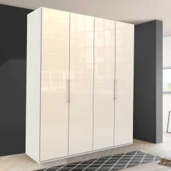 Großer Gleittüren Kleiderschrank in Creme Glasbeschichtung - Zidarie