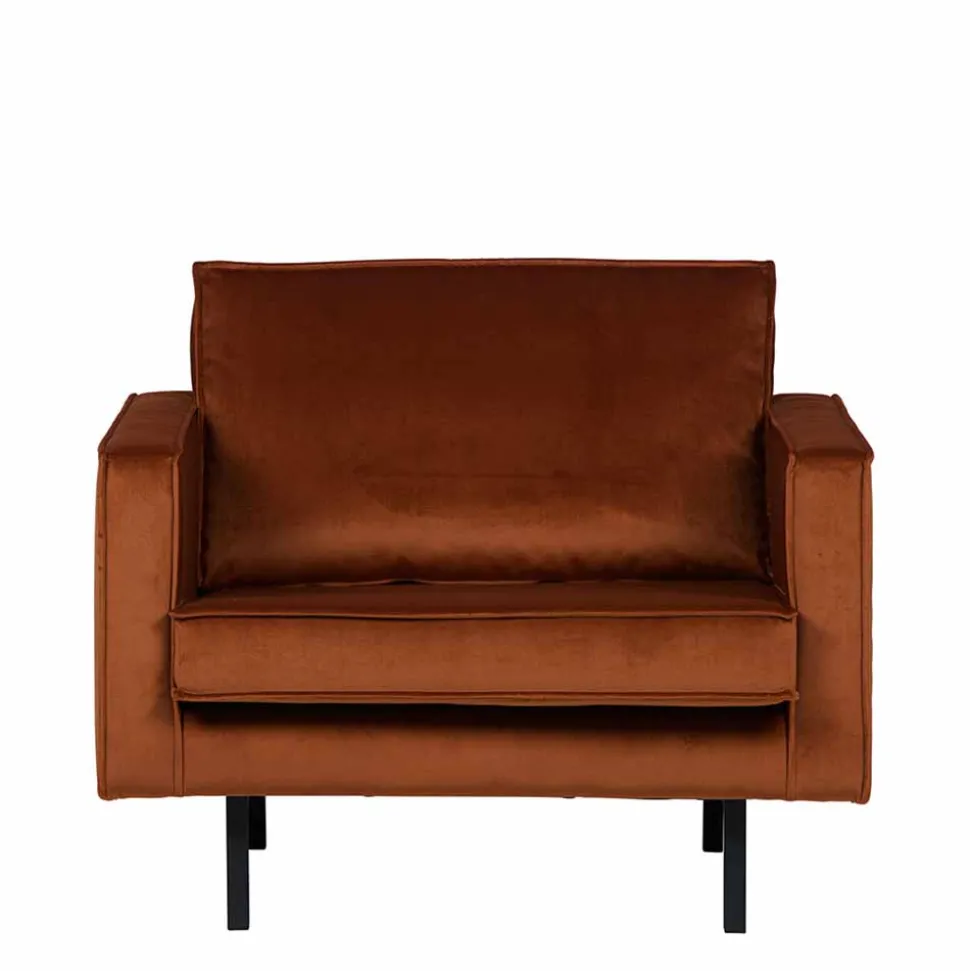 Großer Loungesessel Naryon mit Samt in Rostfarben