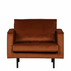 Großer Loungesessel Naryon mit Samt in Rostfarben