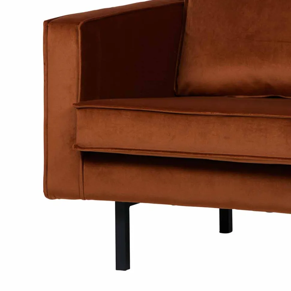 Großer Loungesessel Naryon mit Samt in Rostfarben