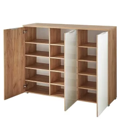 Großer Schuhschrank Reestyl mit Glas Weiß