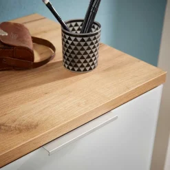 Großer Schuhschrank Reestyl mit Glas Weiß