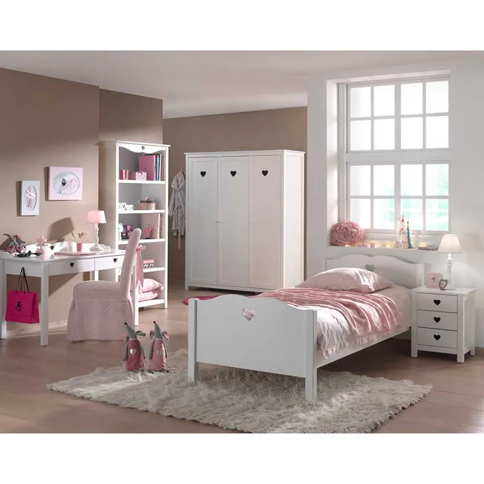 Großes Mädchenzimmer Set Grandory in Weiß (fünfteilig)