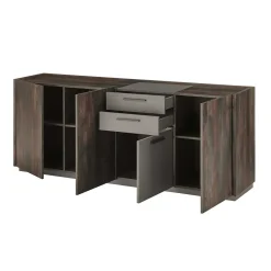 Großes Sideboard in Eiche Dunkel und Anthrazit - Mundo