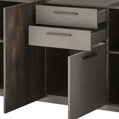 Großes Sideboard in Eiche Dunkel und Anthrazit - Mundo