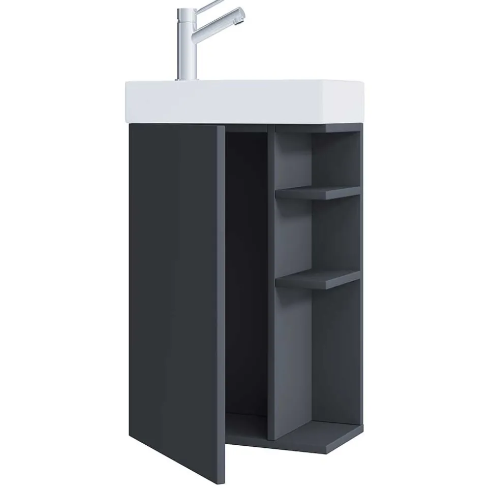 Gäste WC Waschtisch in Anthrazit mit Weiß - Fabio