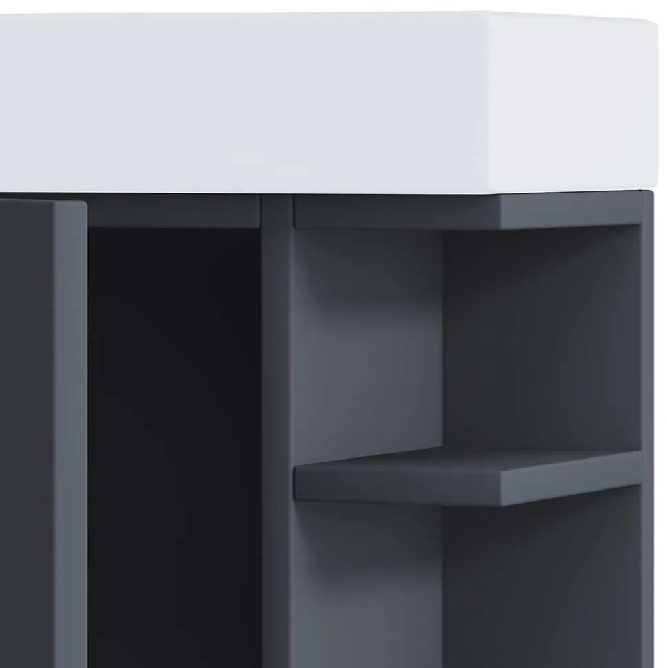 Gäste WC Waschtisch in Anthrazit mit Weiß - Fabio