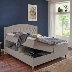 H3 Komplettbett mit Bettkasten in Hellbraun - Furcia