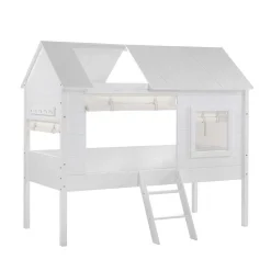 Halbhohes Hausbett für Kinder in Weiß - Tabitana