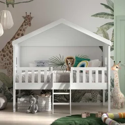 Halbhohes Hausbett in Weiß lackiert - Kumaria