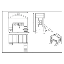 Halbhohes Hausbett mit Rutsche & Leiter - Coreen