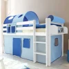Halbhohes Kinderbett Yasin in Weiß Blau
