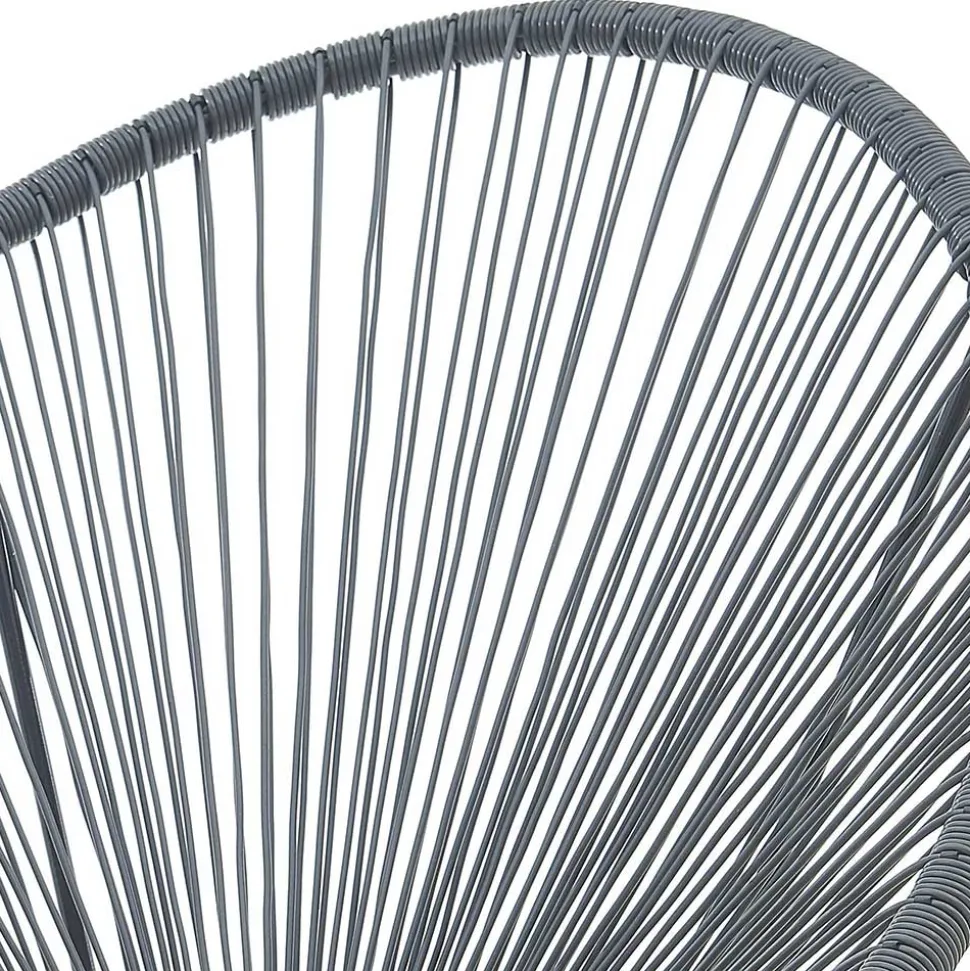 Halbrunder Gartenstuhl aus Geflecht in Grau - Hero (2er Set)