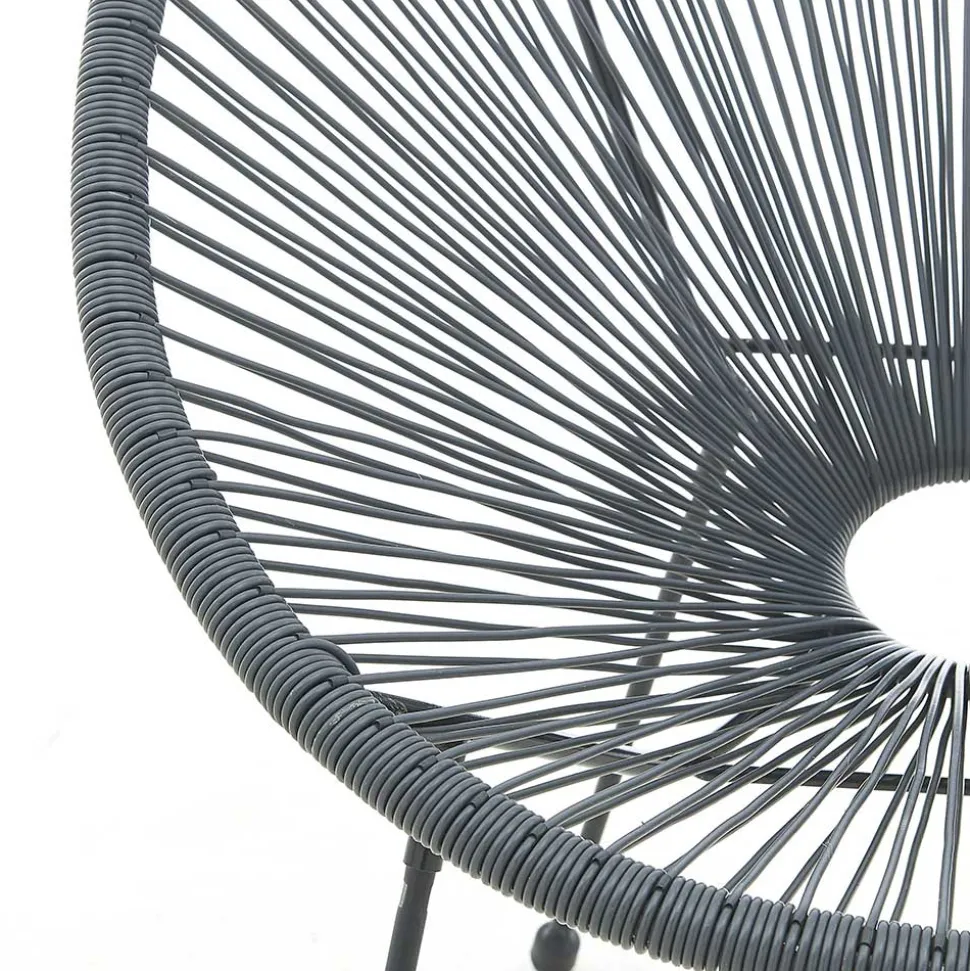 Halbrunder Gartenstuhl aus Geflecht in Grau - Hero (2er Set)