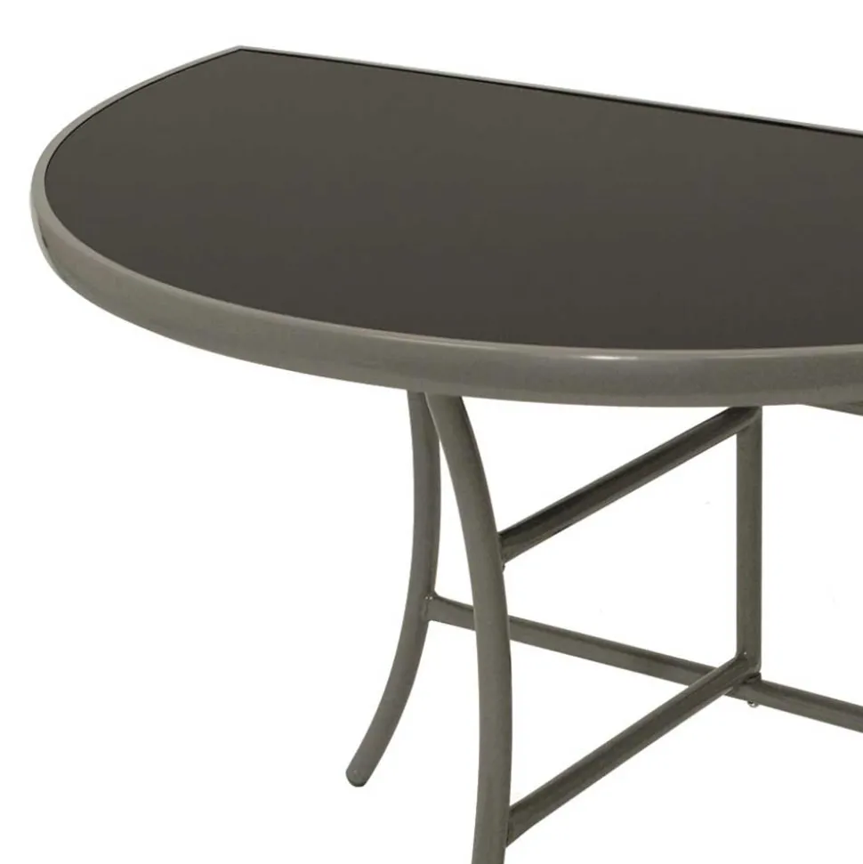 Halbrunder Wandtisch Yogahava in Silber Schwarz