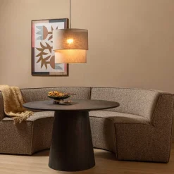 Halbrundes Esstisch-Sofa in Dunkelbraun - Sentiagamo