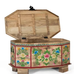 Handbemalte Holztruhe mit Blumen Motiven - Hectos