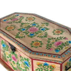 Handbemalte Holztruhe mit Blumen Motiven - Hectos
