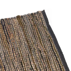 Handgefertigter Teppich aus Jute und Leder Resten - Janton