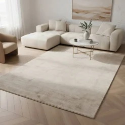 Handgefertigter Teppich in Creme und Taupe - Tobarida