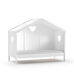 Hausbett mit Herz in Weiß - Grandory