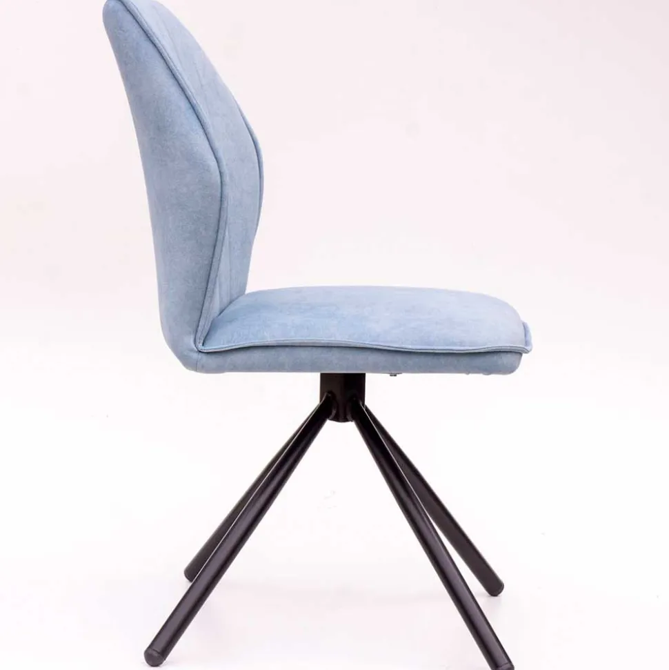 Hellblauer Esstisch-Stuhl mit Metallgestell - Lescalier (2er Set)