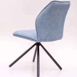 Hellblauer Esstisch-Stuhl mit Metallgestell - Lescalier (2er Set)