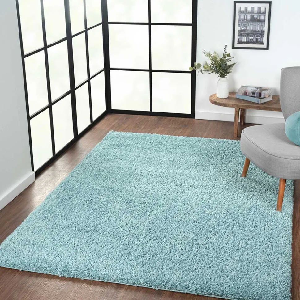 Hellblauer Teppich mit hohem Flor - Saracan