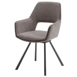 Hellbraune Esszimmerstühle aus Microfaser - Loreo (2er Set)