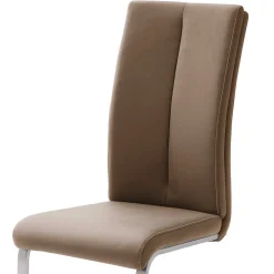 Hellbrauner Freischwinger Stuhl Carihm mit Kunstleder (4er Set)