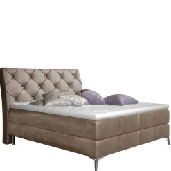 Hellbraunes Boxbett mit Samtbezug - Gelvino