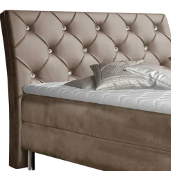 Hellbraunes Boxbett mit Samtbezug - Gelvino