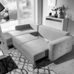 Hellbraunes Ecksofa mit Schlaffunktion - Monja