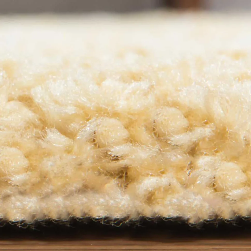 Heller Hochflor Teppich in Gelb und Creme - Vinitaro