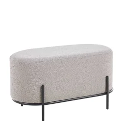 Heller Hocker in Taupe Boucle - ovale Form - Lirodicos