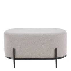Heller Hocker in Taupe Boucle - ovale Form - Lirodicos