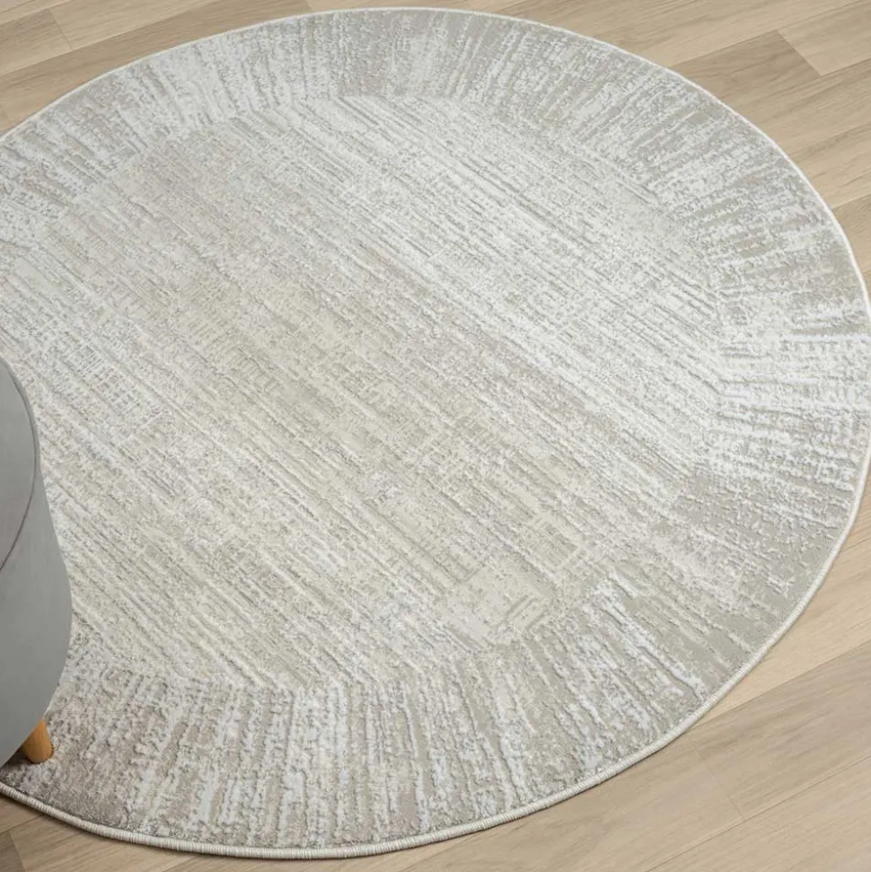 Heller Rundteppich mit geketteltem Rand - Yorano