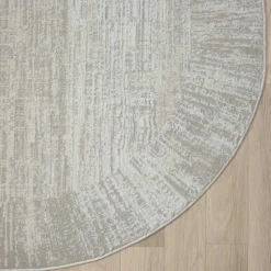 Heller Rundteppich mit geketteltem Rand - Yorano