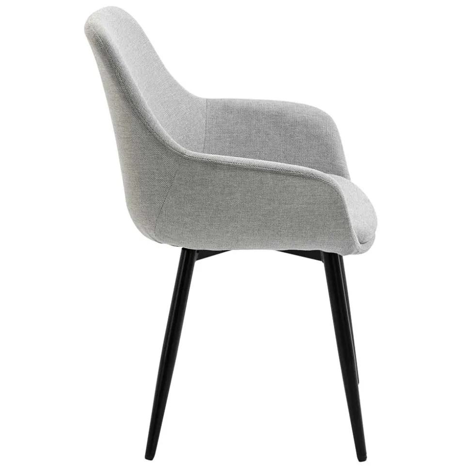 Hellgraue Armlehnstühle aus Webstoff - Bilbaos (2er Set)