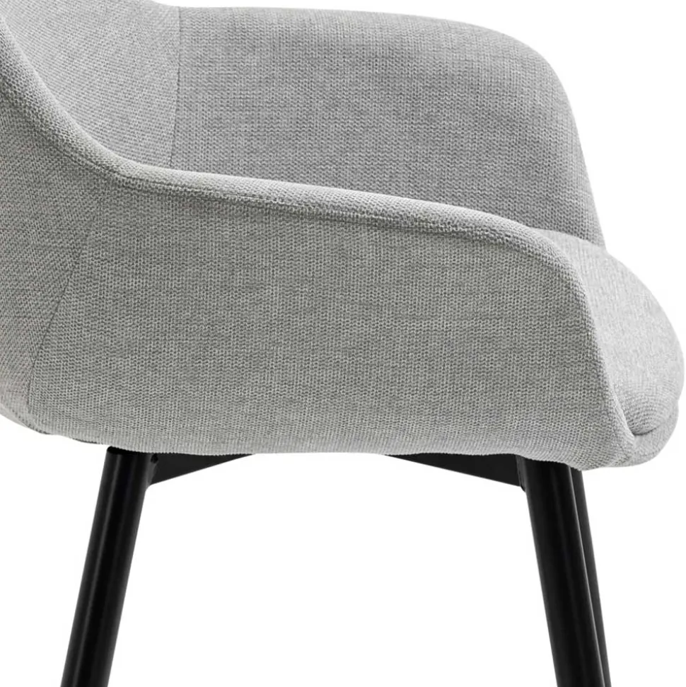 Hellgraue Armlehnstühle aus Webstoff - Bilbaos (2er Set)