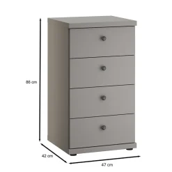 Hellgraue Hochkommode 47x86x42 cm - Ridonna