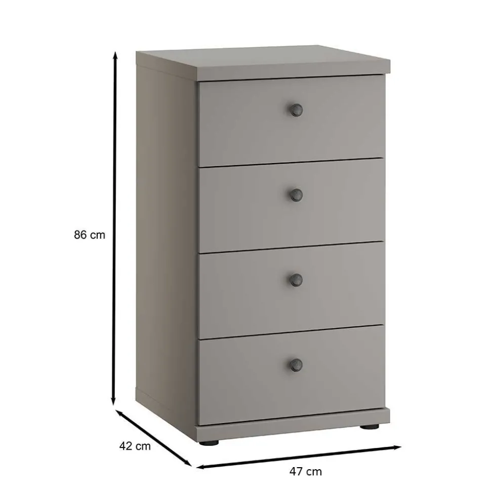 Hellgraue Hochkommode 47x86x42 cm - Ridonna