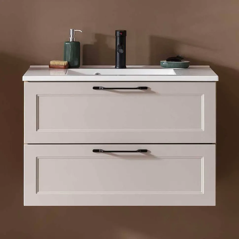 Hellgraue Waschtischkonsole mit Becken - Trioto