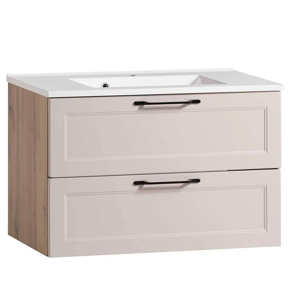 Hellgraue Waschtischkonsole mit Becken - Trioto