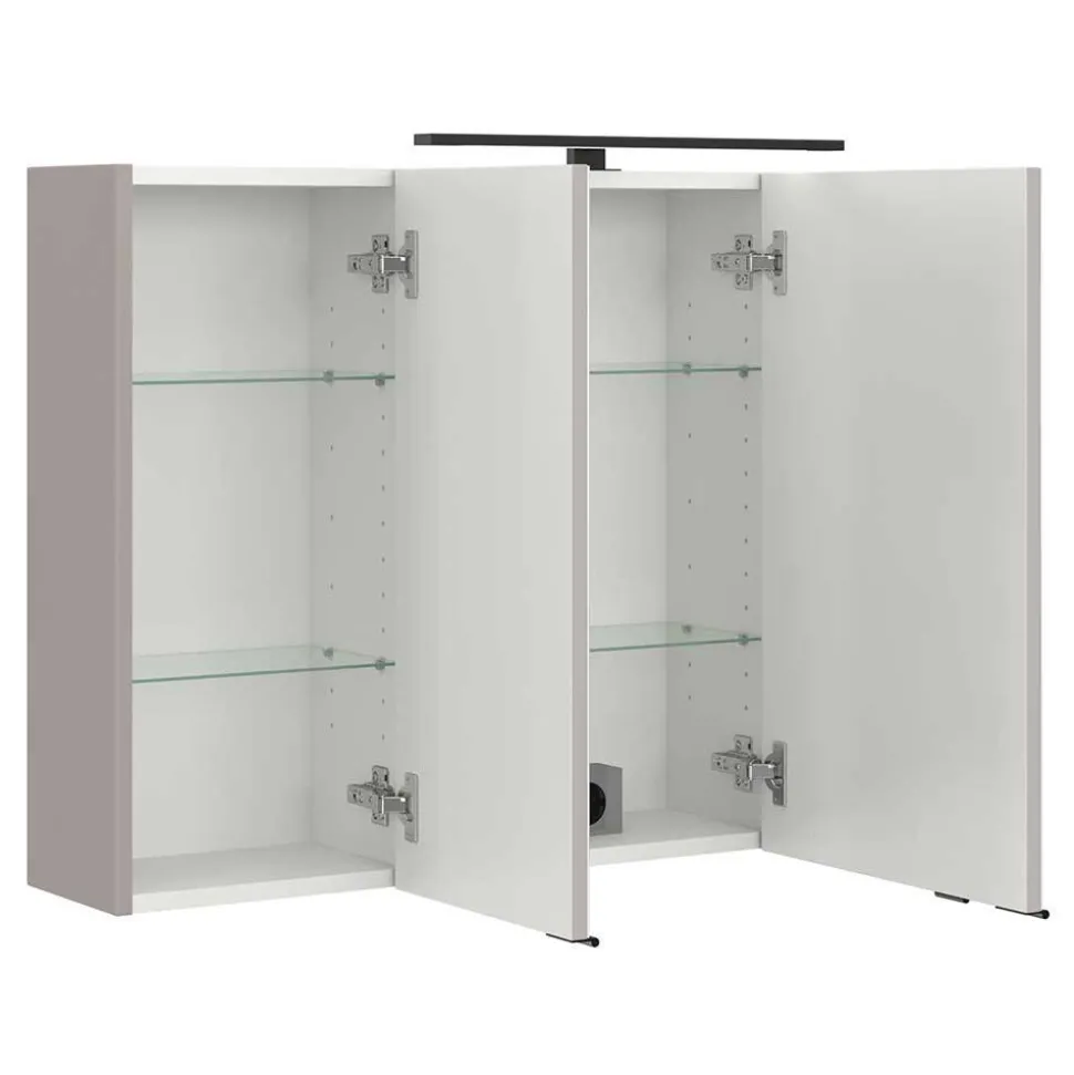 Hellgrauer Bad-Spiegelschrank 3-türig - Adendras