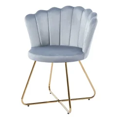 Hellgrauer Muschel Polsterstuhl aus Samt - Usilvea (2er Set)