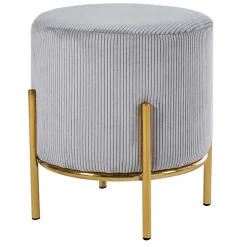 Hellgrauer Polsterhocker mit Cord Bezug - Promo