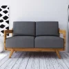 Hellgraues Stoff Sofa mit Wildeiche Gestell - Hardus