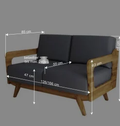Hellgraues Stoff Sofa mit Wildeiche Gestell - Hardus